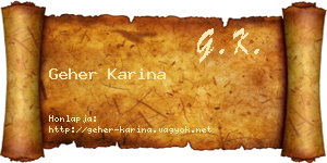 Geher Karina névjegykártya